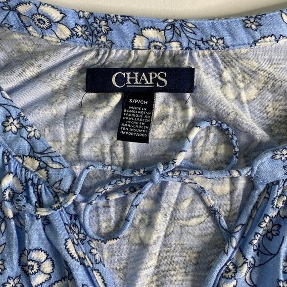 CHAPS Blue Floral Shirt Sz S EUC - Picture 8 of 11